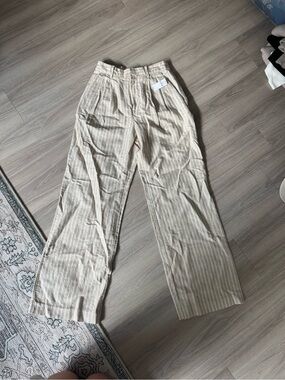 GAP Beige Striped Linen Trousers